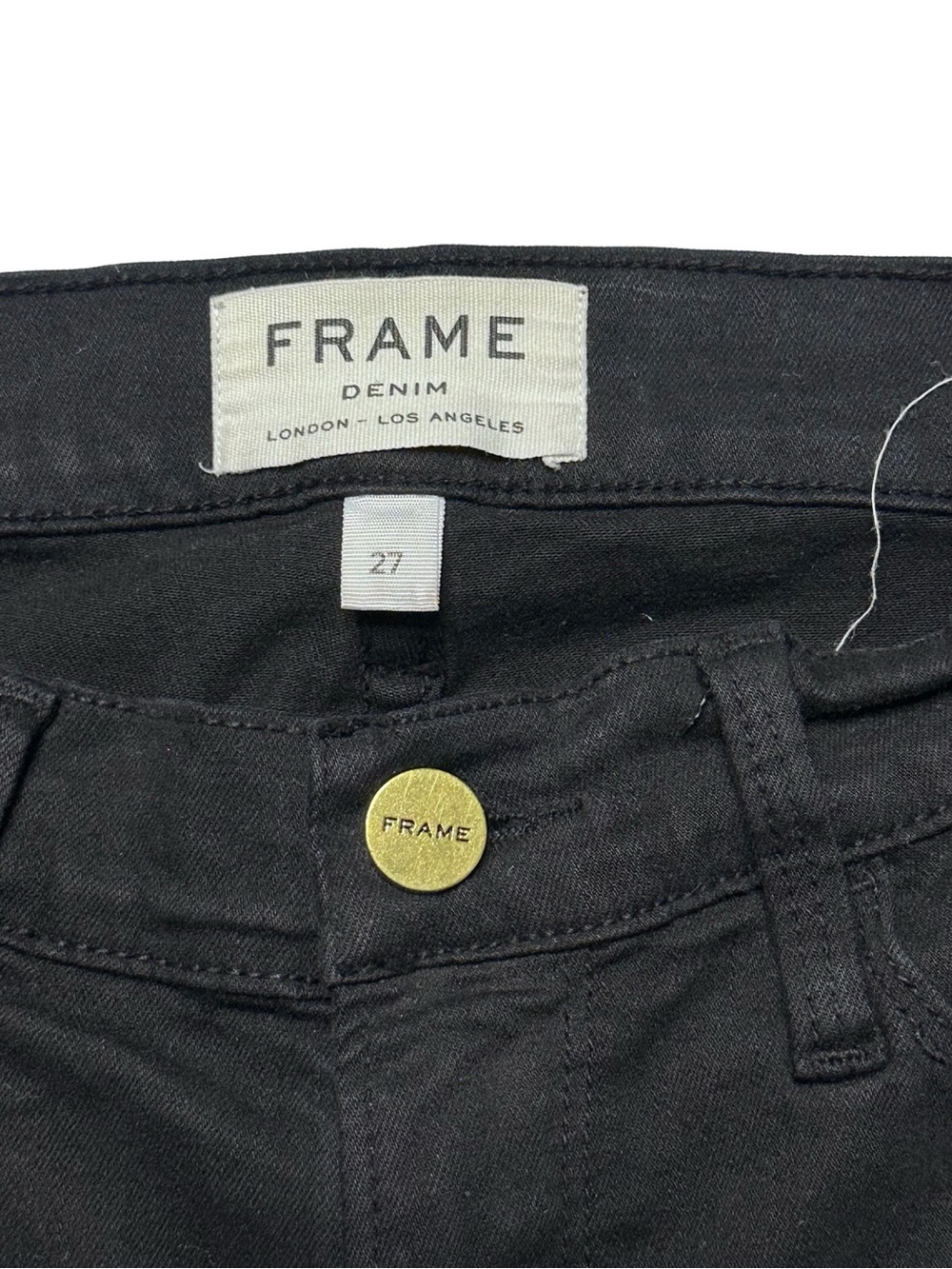 Frame Denim Women's Black High-Rise Jeans with Branded Button